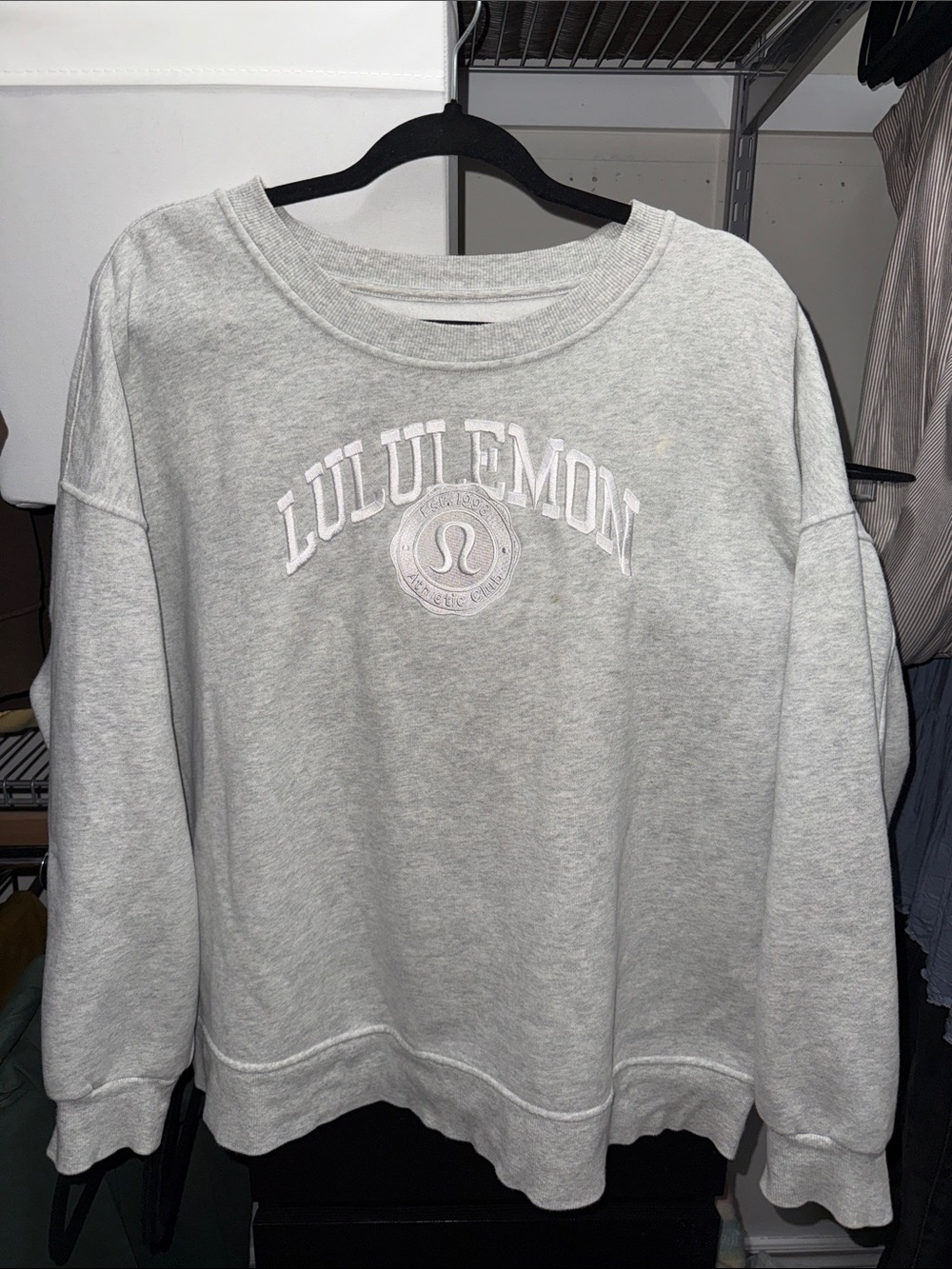 lululemon athletica Light Gray Crewneck Pullover with Logo